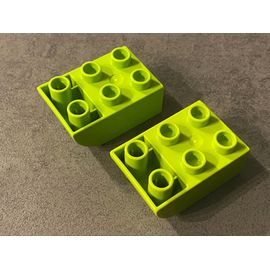 Lot de 2 LEGO DUPLO vert clair inversé pente curve 98252