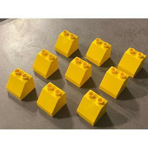 Lot de 9 LEGO DUPLO jaune pente 45 degrés 6474 / 67199