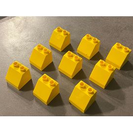 Lot de 9 LEGO DUPLO jaune pente 45 degrés 6474 / 67199