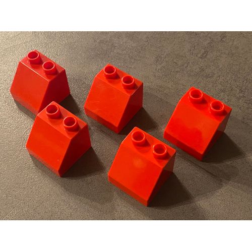 Lot de 5 LEGO DUPLO rouge pente 45 degrés 6474 / 67199