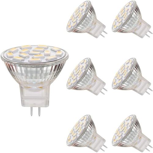 Ampoule Led Mr11 Gu4 3.5w, Non Dimmable, Ampoules Led Spot Gu4, Équivalent Halogène 25-35w, 350lm, Blanc Froid 6000k, Ac/Dc 12v, Angle De Faisceau 120°, Lot De 6[Amp257698]