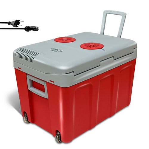 Glacière Électrique portable 40 Litres, 12V / 220 - 240V Voiture et Camping, 58 W, Rouge, Briebe, CF1155RED