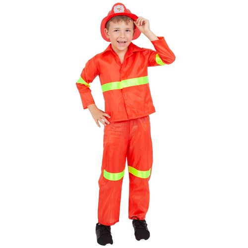 Déguisement Pompier Rouge Basique Enfant - Taille: 3 À 4 Ans (90 À 104 Cm)