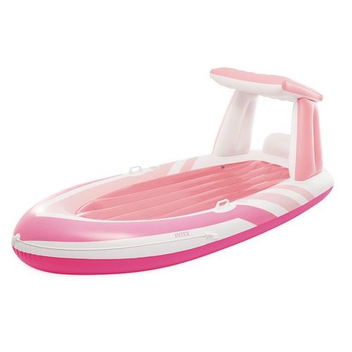 Matelas Bateau Gonflable Avec Pare-Soleil Intex Pink Paradise