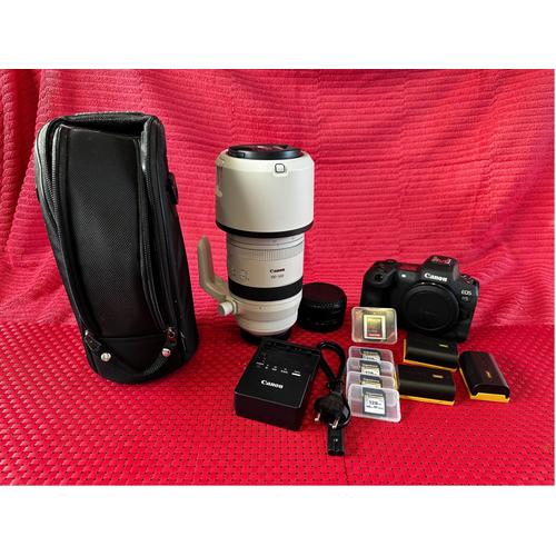 Canon EOS R5 45 mpix + Objectif Zoom Canon 100- 500 + Cartes mémoire