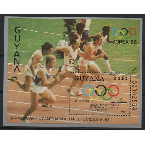 Guyana Timbres Jeux Olympiques De Seoul 1988