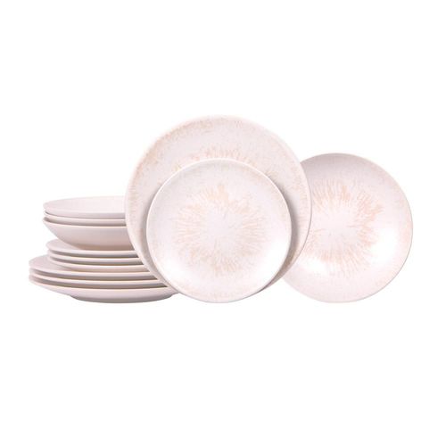 Service D'assiettes Onyx Crème 12 Pièces