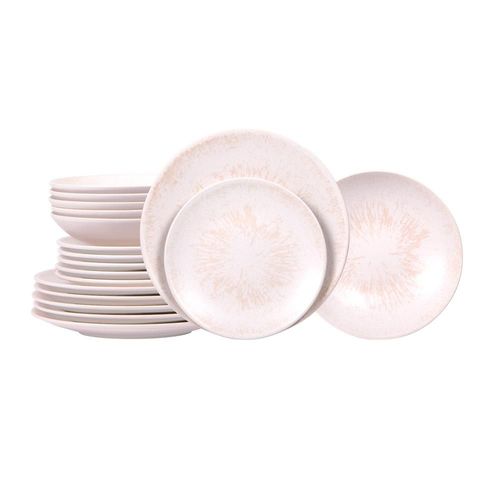 Service D'assiettes Onyx Crème 18 Pièces