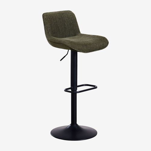 Pack De 2 Tabourets Hauts Réglables Avec Dossier En Métal Et Tissu Igarasi Noir - Verde Army