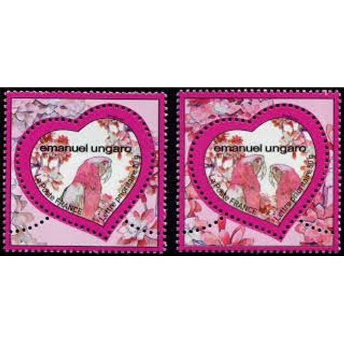 Saint Valentin : Coeurs De La Maison De Couture Emmanuel Ungaro La Paire Année 2009 N° 4327 4328 Yvert Et Tellier Luxe Validité Permanente 20 Et 50 G