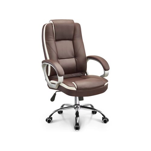 Fauteuil De Bureau En Simili Avec Repose Pieds "Maissa" - Marron