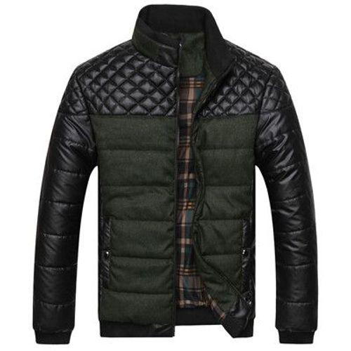 Diting I-Parkas En Coton Pour Hommes,Vestes Rembourrées Optiques,Vêtements D'extérieur Décontractés Pour Hommes,Conception De Patchwork Pu,Ya745,Mode D'hiver
