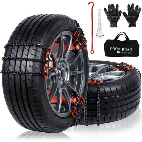 Chaînes À Neige Universelles 205 215 225mm 6 Pièces Chaînes À Neige Réglables Pour Voiture Accessoires Auto Hiver Avec Gants, Petit Crochet, Sac De Transport[Por041922]