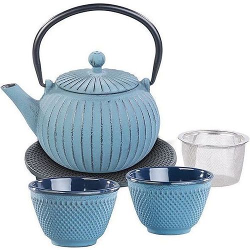 Service À Thé Style "Tetsubin" Pour 2 Personnes - Bleu