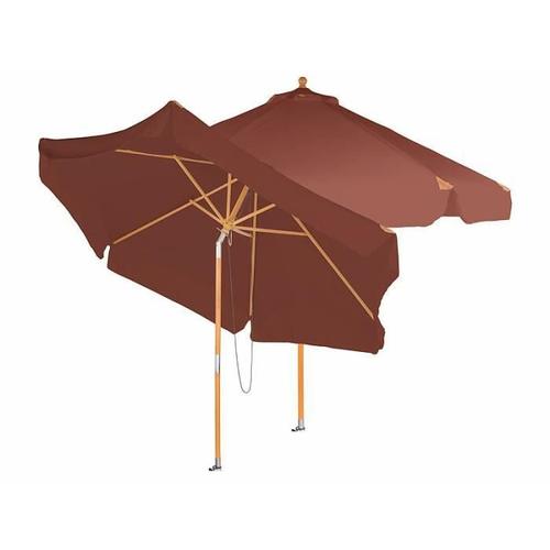 2 Parasols Inclinables Uv 50+ / Ø 3 M Avec Armature En Bois - Marron