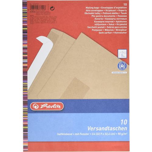 Enveloppes C4 90 G Avec Patte Autocollante Avec Fenêtre, Papier Recyclé, Ange Bleu, Lot De 10, Sous Vide, Marron Lot De 10