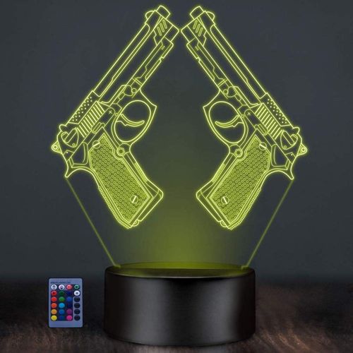 Bn8 Ltd Créatif 3D Pistolet Nuit Lampe Art Déco Lampe Led 3D Lampe Contrôle À Distance 7/16 Couleurs Change Veilleuse Usb Powered Cadeau Anniversaire Noël Cadeau[Q532]
