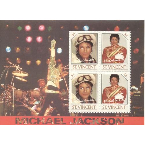 Michael Jackson - Bloc 4 Timbres De St Vincent Neufs Jamais Utilisés - 1984