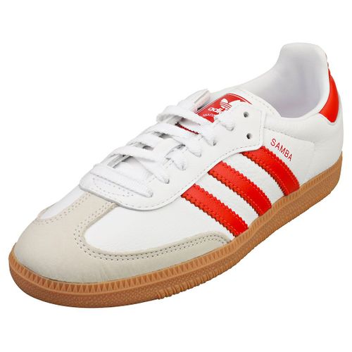 Adidas Samoa Og Femme Sneakers En Cuir Blanc Rouge