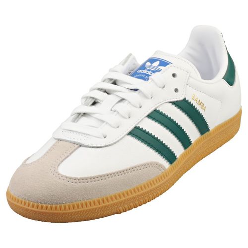 Chaussures Adidas Samba Og Pour Femmes Baskets En Cuir Blanc Et Vert