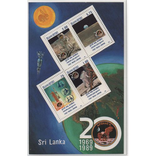 Sri Lanka Timbre Premier Homme Sur La Lune 1969-1989