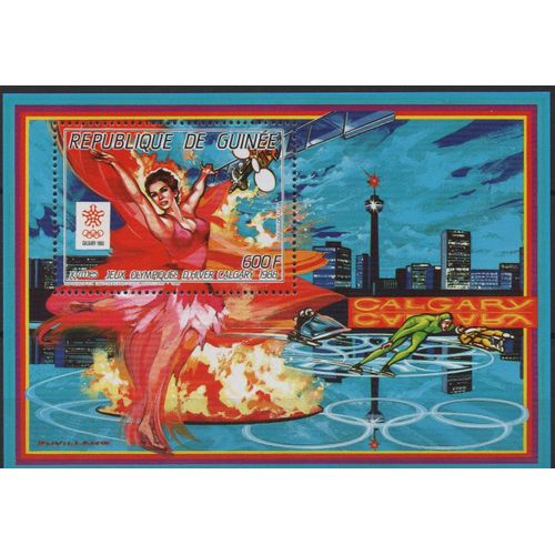 Guinée Timbre Jeux Olympique D' Hiver De Calgary 1988