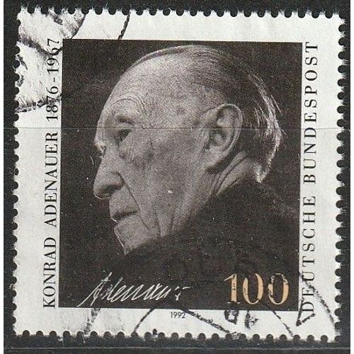 Timbre Oblitéré Allemagne, Deutsche Bundespost. Konrad Adenauer 1992 N° 1428