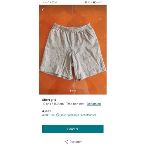 Short Gris 10 Ans