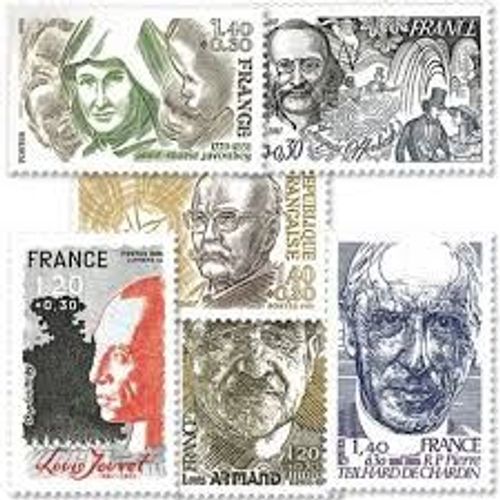 Louis Armand, Louis Jouvet, Soeur Javouhey, Jacques Offenbach, Révérend Père Pierre Theilard De Chardin, Pasteur Marc Boegner Série Complète Année 1981 N° 2148 2149 2150 2151 2152 2153 Yt Luxe