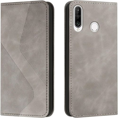 Coque Pour Huawei Y6p 2020, Etui Huawei Y6p 2020 Cuir, Pu Cuir Portefeuille Housse Et Magnetique Flip Pochette Etui A Rabat Protection Case Avec Antichoc Tpu Housse (Gris)