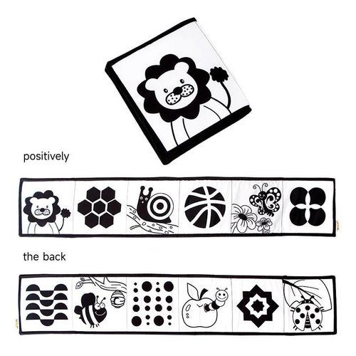Livre De Nettoyage Mentaires Oriel Montessori Cpull Pour Bébé, Jouets Pour Nouveau-Nés, Noir Et Blanc, Grands Abonnés, 0-12 Mois-Lion