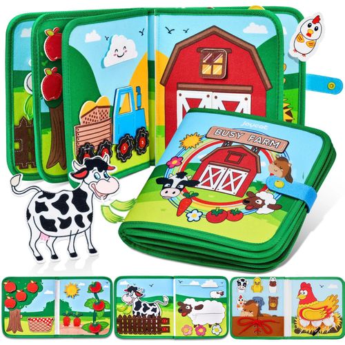 Livre D'activités Montessori En Feutre Pour Tout-Petits, Scène D'animaux De Ferme, Jouet D'apprenticumbria Prés¿, Sensoriel-Green