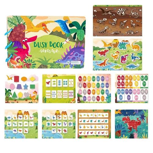 Mon Premier Livre Occupé Montessori Pour Enfants, Pâte, Livre Silencieux, Jouet Pour Enfants, Jeu De Puzzle Assressenti, Nombres D'animaux, Cadeaux Pour Enfants-Dinosaur 862