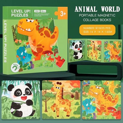 Jeu De Puzzle Magnétique Pour Enfant, Livre De Puzzle D'animaux De Dessin Animé, Jouets Montessori Pour Bébé, Cadeaux Précoces-Nb150c1-Animal