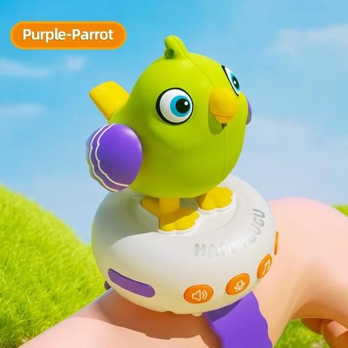 Jouet Oiseau Coule Vocal Pour Enfants, Répétition De Dos, Montre Portable, Musique, Petit Canard Jaune, Sifflet, Cadeau Amusant, Nouveau-Purple Parrot