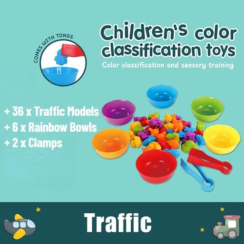 Jeu D'association Pour Enfants, Jouets Éducatifs, Cognition Des Animaux, Arc-En-Ciel, Entraînement De La Motricité Fine, Puzzle Sensoriel Montessori, Cadeaux-Traffic 36pcs