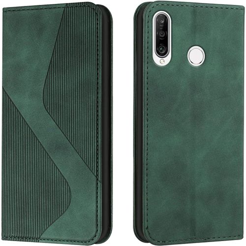 Coque Pour Huawei Y6p 2020, Etui Huawei Y6p 2020 Cuir, Pu Cuir Portefeuille Housse Et Magnetique Flip Pochette Etui A Rabat Protection Case Avec Antichoc Tpu Housse (Vert)