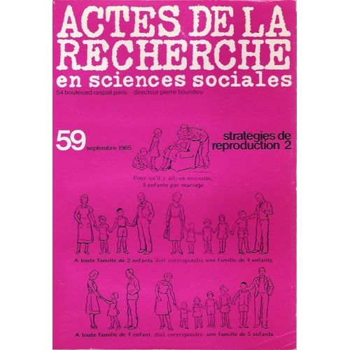 Actes De La Recherche En Sciences Sociales  N° 59 : Stratégies De Reproduction 2