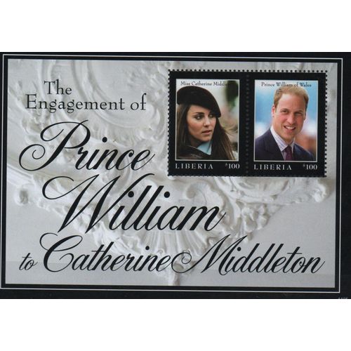 Liberia Timbres Fiançailles Du Prince William Et De Kate Middleton , 2 Blocs 2010-2011