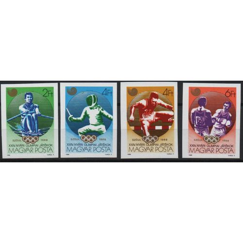 Hongrie Timbres Jeux Olympiques De Seoul 1988 , Non Dentelés