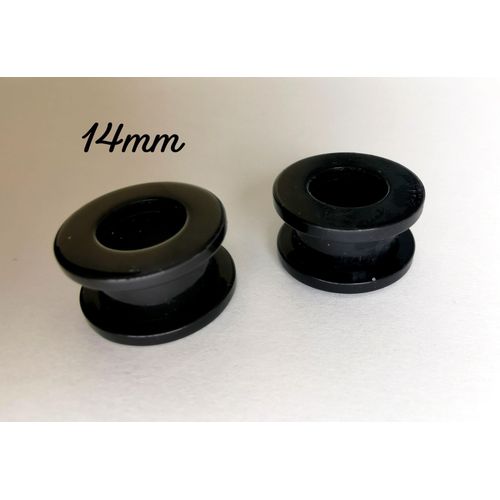 Paire Écarteur Plug Oreille 14mm Acier Chirurgical Noir Avec Filetage