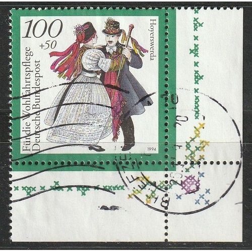 Timbre Oblitéré Avec Bord De Feuille Allemagne, Deutsche Bundespost. Costumes Folkloriques,  Hoyerswerda 1994 N° 1592