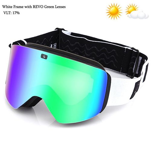 Lunettes De Ski Magnétiques Avec Lentille Polarisée Double Couche Pour Hommes Et Femmes,Lunettes Anti-Buée,Lunettes De Ski Uv400 506,2023 - Type White With Green