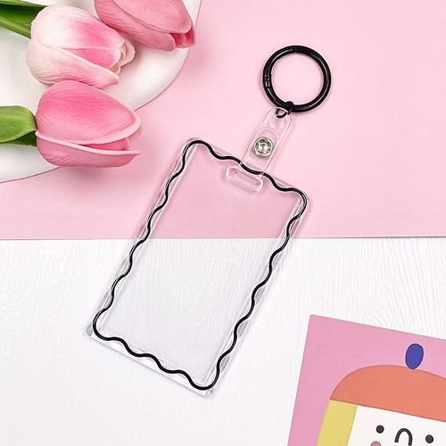 Porte-cartes en acrylique transparent,virole créative,porte-cartes photo,porte-clés,pochette photo idole,porte-cartes postales,présentoir - Type Black