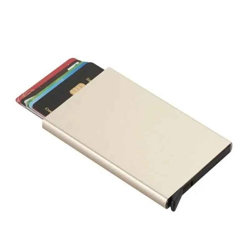 Porte-Cartes Automatique À Rabat Latéral Pour Hommes,Pochette De Grande Capacité,Boîte À Cartes En Métal,Portefeuilles Antivol En Aluminium,12 Emplacements - Type Style B 6card Gold