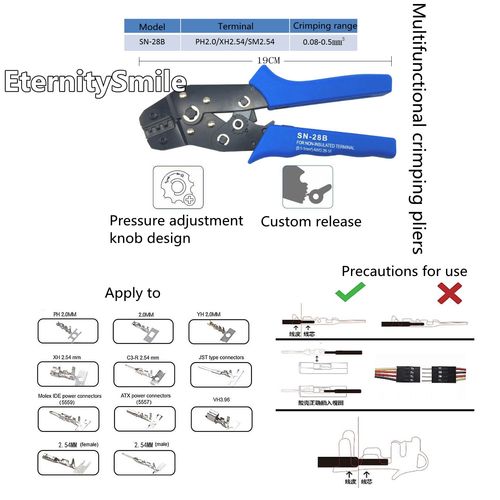 Câble Dupont cavalier mâle et femelle 480mm,2.54 pièces/ensemble,2/3/4 broches,connecteur d'en-tête,boîtier,outil de sertissage électronique,kit de bricolage - Type Crimping Tool