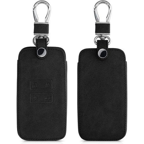 Accessoire Clef De Voiture Compatible Avec Renault Smart Key 4-Bouton (Keyless Go Uniquement) - Coque De Clé De Voiture En Suède - Noir[Pho064023]