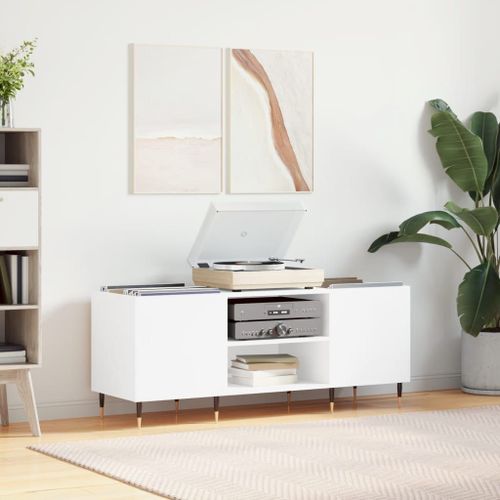 Vidaxl Armoire À Disques Blanc 121x38x48 Cm Bois D'ingénierie