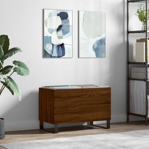 Vidaxl Armoire À Disques Chêne Marron 74,5x38x48 Cm Bois D'ingénierie