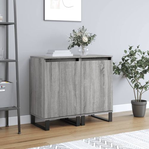 Vidaxl Buffets 2 Pcs Sonoma Gris 40x35x70 Cm Bois D'ingénierie